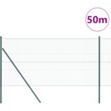 vidaXL Heksagonalna ograja Zelena 1.2x50 m Jeklo, Ograjni stebri 13 kosov Zeleni Ø32 mm 170 cm Galvanizirano jeklo | Shoptok.si