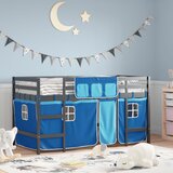 The Living Store Otroški pograd z zavesami moder 90x200 cm trdna borovina - Otroški Pograd, (21488157) | Shoptok.si
