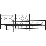 Metalni okvir kreveta uzglavlje i podnožje crni 193x203 cm | shoptok.hr