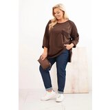 Kesi Włoski Women's Plus Size cotton blouse with print brown | Shoptok.si