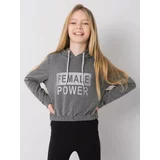 Fashionhunters Dark grey girls' sweatshirt with inscription