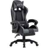 vidaXL racing stol z oporo za noge sivo in črno umetno usnje Cene