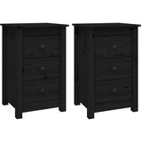  Nočna omarica 2 kosa črna 40x35x61,5 cm trdna borovina, (20732259) | Shoptok.si