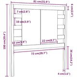  Uzglavlje za krevet crno 81 x 4 x 100 cm od masivne borovine | shoptok.hr