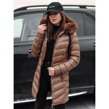 DStreet Kurtka zimowa damska pikowana z kapturem CRYSTAL brązowa | shoptok.hr