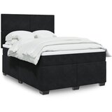 vidaXL Box spring postelja z vzmetnico črna 140x200 cm žamet | Shoptok.si