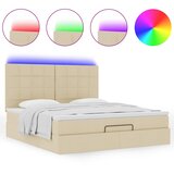  Otomanski krevet s madracem i LED krem 160x200cm tkanine | shoptok.hr