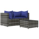 Maison Chic Seti vrtnega pohištva - Vrtna garnitura - Vrtni pohištvo set 3-delna z blazinami siv poli ratan, (21810947) Cene