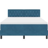 vidaXL Postelja s podnožjem in vzmetnico Temno modra 140x200 cm Žamet | Shoptok.si