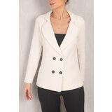 armonika Women's White Line Patterned Four Button Cachet Jacket cene
