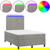 The Living Store Box spring postelja z vzmetnico LED svetlo siva 120x200cm žamet - Box Spring Postelja, (21492769) | Shoptok.si