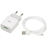 Power charger C-41 USB 2A, 1 USB port, microUSB cable, White