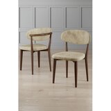 Hanah home set trpezarijskih stolica Onex 2 kom, krem bukle tkanina, drvene noge boje oraha | Eponuda.com
