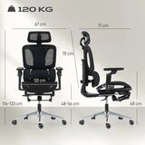  Ergonomska uredska stolica s podesivim osloncem naslonima za ruke i noge mrežasta crna | shoptok.hr