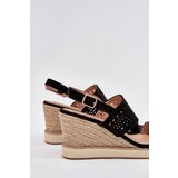 Boto Ladies Openwork Wedge Sandals Black Zolira | Shoptok.si