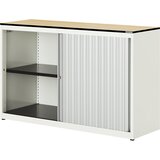 mauser Omara s prečnim rolojem, VxŠxG 818 x 1200 x 432 mm, plošča s polnim jedrom, 1 polica, čisto bele / aluminijaste barve / javor | Shoptok.si