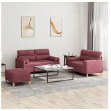 vidaXL 3-dijelni set sofa s jastucima crvena boja vina od tkanine | shoptok.hr