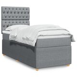 vidaXL Box spring postelja z vzmetnico svetlo siv 100x200 cm blago | Shoptok.si