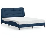 vidaXL Postelja z vzmetnico moder 120x200 cm blago | Shoptok.si