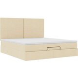 vidaXL Otomanski posteljni okvir z vzmetnico krem 160x200 cm blago | Shoptok.si
