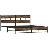 Metalni Kovinski posteljni okvir brez vzmetnice dimljen hrast 183x213cm, (21608614) | Shoptok.si