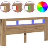  LED uzglavlje boja hrasta artisan 220x18,5x103,5 cm drveni | shoptok.hr