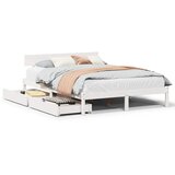 Maison Chic Posteljni Okvir - Dvoposteljna postelja brez vzmetnice bel 120x190 cm trdna borovina, (22082338) | Shoptok.si