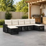  Sjedeća garnitura za vrt 7 kom. Crna i krem-bijela poliratan 65,5 x 62 x 70 cm | shoptok.hr