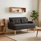 vidaXL Ljubavni kauč s gumbima Crna 117 x 67 x 77 cm Bouclé | shoptok.hr