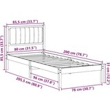 vidaXL Posteljni okvir z oblazinjenim vzglavjem Črna 80 x 200 cm | Shoptok.si
