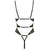 Abierta Fina otvoreni bodi od čipke sa kamenčićima (crno-zlatni) - L | shoptok.hr