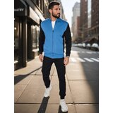 DStreet Bluza męska rozpinana za stójką niebieska | shoptok.hr