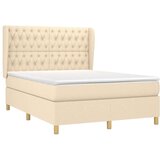  Krevet s oprugama i madracem krem 140x200 cm od tkanine | shoptok.hr