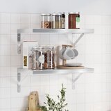 The Living Store Stenske police 2 kosa 50x30 cm srebrna nerjaveče jeklo - Stenska Polica, (21554839) | Shoptok.si