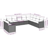  10-dijelni set vrtnih sofa s jastucima crni od poliratana | shoptok.hr