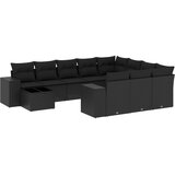  11-dijelni set vrtnih sofa od poliratana s jastucima crni | shoptok.hr