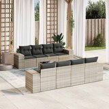 Maison Chic Seti vrtnega pohištva - Vrtna garnitura - Vrtni pohištvo set 9-delna z blazinami sv. siv poli ratan, (21796134) | Shoptok.si