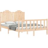 vidaXL Posteljni okvir z vzglavjem 140x200 cm trden les | Shoptok.si