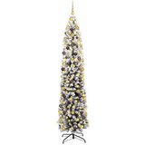 vidaXL Umjetno božićno drvce Zelena 210 cm PVC i čelik i plastika - Zelena i bijela 210 cm sa 300 LED-a i 120 zlatnih/smeđih kuglica Cijene