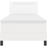 vidaXL postelja s vzmetjo in vzmetnico - bela 100x200 cm iz umetnega usnja. | Shoptok.si