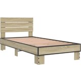 vidaXL Posteljni okvir sonoma hrast 90x190 cm inženirski les in kovina, (21142432) Cene