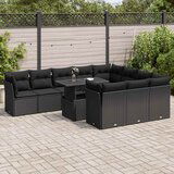 vidaXL 11-dijelni set vrtnih sofa od poliratana s jastucima crni | shoptok.hr