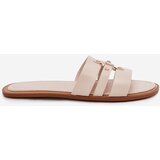 Boto Flat Women's Slippers With Golden Detail Beige Noroti | shoptok.hr