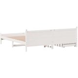 Posteljni okvir brez vzmetnice bel 200x200 cm trdna borovina | Shoptok.si