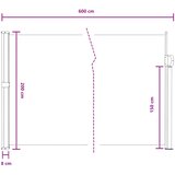  Retraktabilna bočna tende Siva 600 x 200 cm Poliester | shoptok.hr