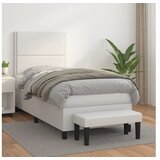  Box spring postelja z vzmetnico bel 100x200 cm umetno usnje | Shoptok.si