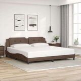  Posteljni okvir z vzglavjem rjav 200x200 cm umetno usnje, (21155914) | Shoptok.si