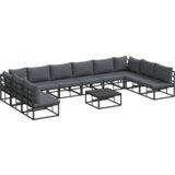 vidaXL Sjedeća garnitura za vrt 11 pcs Crna 70 x 70 x 32 cm Aluminij | shoptok.hr