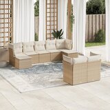 vidaXL 9-dijelni set vrtnih sofa s jastucima bež od poliratana | shoptok.hr
