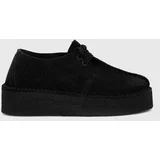 Clarks Originals Cipele od brušene kože Clarks Trek Wedge za žene, boja: crna, ravni potplat, 26174019